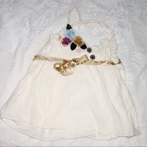 Cotton Women Deep V-neck 3D Flower Small Tank Top